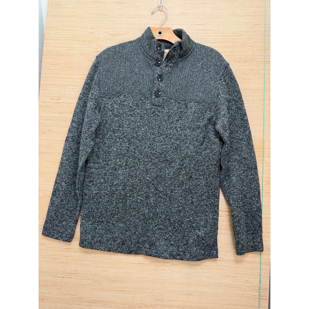 Telluride Clothing Company Mens Medium Charcoal Grey Marled Quarter Button